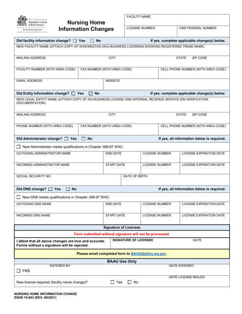 DSHS Form 10-603  Printable Pdf