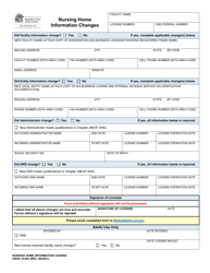 DSHS Form 10-603 Nursing Home Information Changes - Washington