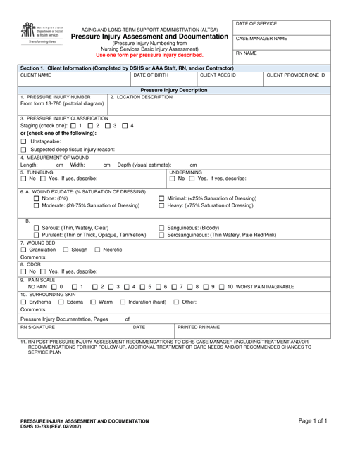 DSHS Form 13-783  Printable Pdf