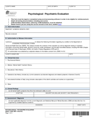 DSHS Form 13-865 Psychological/Psychiatric Evaluation - Washington