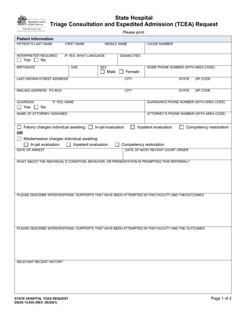 DSHS Form 13-935  Printable Pdf