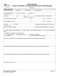 DSHS Form 13-935 State Hospital Triage Consultation and Expedited Admission (Tcea) Request - Washington