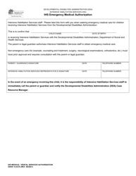 Document preview: DSHS Form 14-431A Ihs Emergency Medical Authorization - Washington