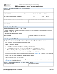 DSHS Form 14-549 Dda Companion Home Provider Application - Washington