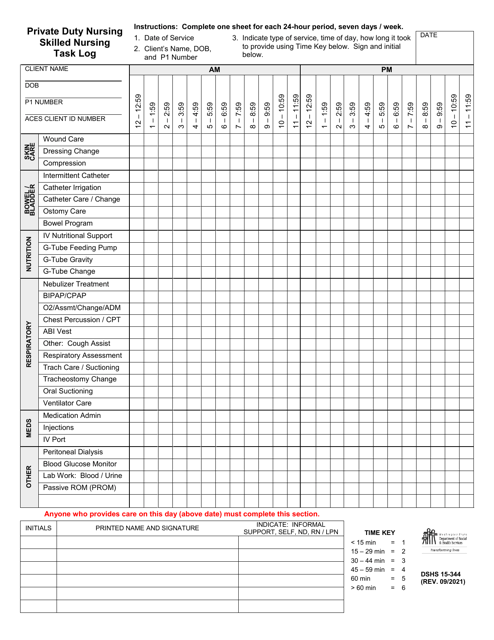 DSHS Form 15-344  Printable Pdf