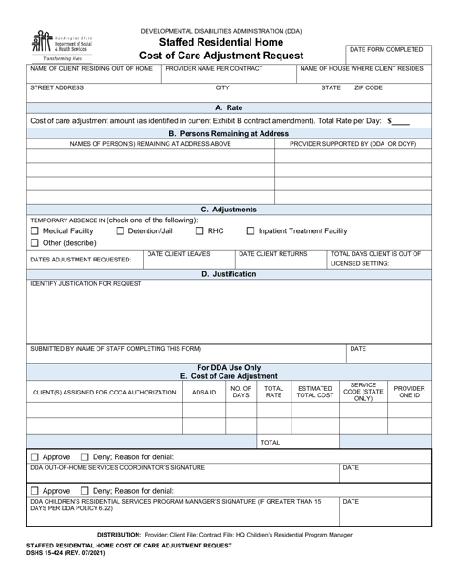 DSHS Form 15-424  Printable Pdf