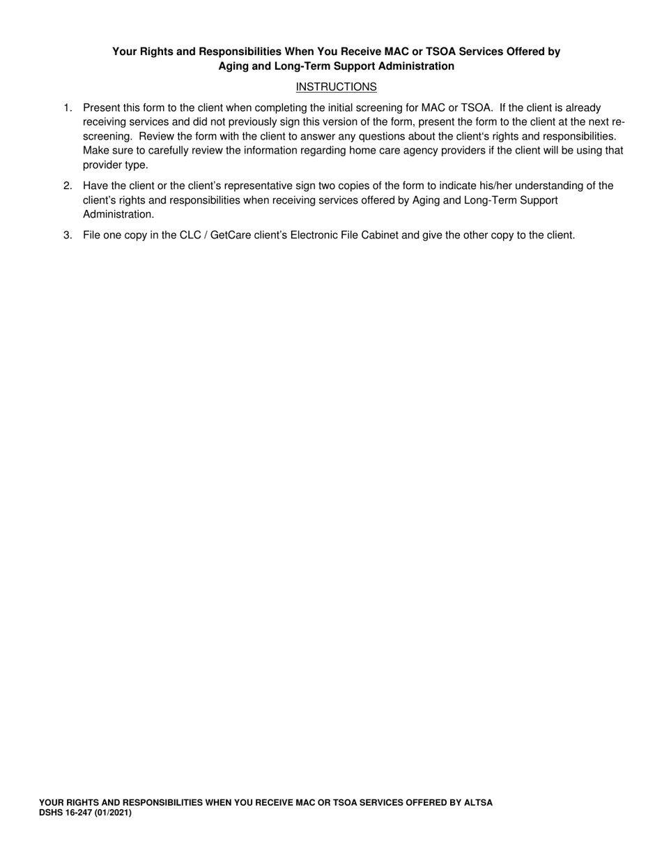 DSHS Form 16-247 Your Rights and Responsibilities When You Receive Mac or Tsoa Services Offered by Aging and Long-Term Support Administration - Washington, Page 3