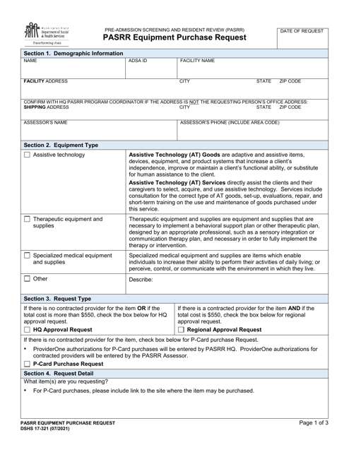 DSHS Form 17-321  Printable Pdf