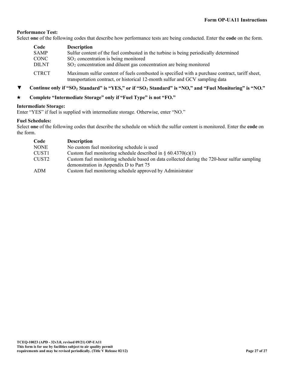 Form OP-UA11 (TCEQ-10023) Stationary Turbine Attributes - Texas, Page 27