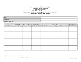 Form OP-UA11 (TCEQ-10023) Stationary Turbine Attributes - Texas, Page 28
