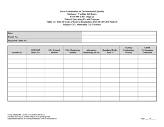 Form OP-UA11 (TCEQ-10023) Stationary Turbine Attributes - Texas, Page 29