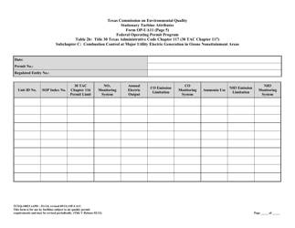 Form OP-UA11 (TCEQ-10023) Stationary Turbine Attributes - Texas, Page 32