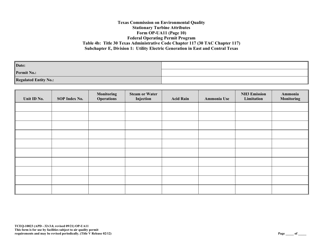 Form OP-UA11 (TCEQ-10023) Stationary Turbine Attributes - Texas, Page 37