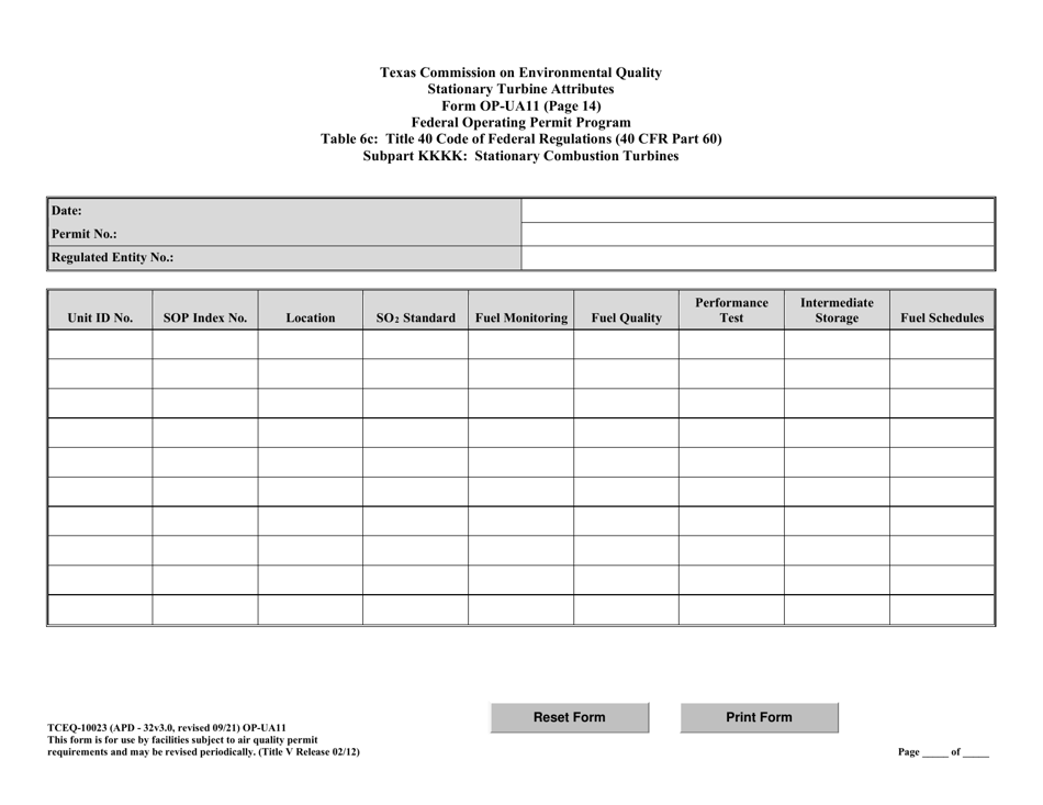 Form OP-UA11 (TCEQ-10023) Stationary Turbine Attributes - Texas, Page 41
