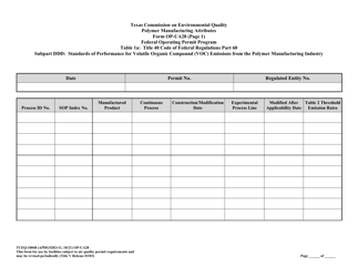 Form OP-UA28 (TCEQ-10048) Polymer Manufacturing Attributes - Texas, Page 10