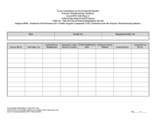 Form OP-UA28 (TCEQ-10048) Polymer Manufacturing Attributes - Texas, Page 11