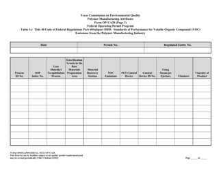 Form OP-UA28 (TCEQ-10048) Polymer Manufacturing Attributes - Texas, Page 12