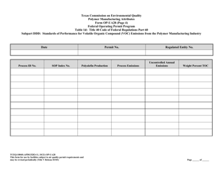 Form OP-UA28 (TCEQ-10048) Polymer Manufacturing Attributes - Texas, Page 13