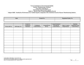 Form OP-UA28 (TCEQ-10048) Polymer Manufacturing Attributes - Texas, Page 14