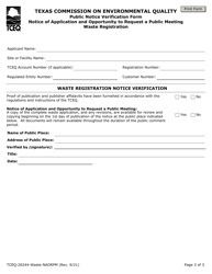 Form TCEQ-20244-WASTE-NAORPM Waste Permit Public Notice Verification Form for Notice of Application and Opportunity to Request a Public Meeting, for Waste Registration (Naorpm) - Texas, Page 3