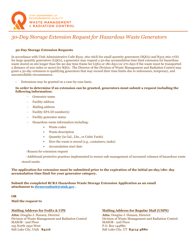 Document preview: 30-day Storage Extension Request for Hazardous Waste Generators - Utah