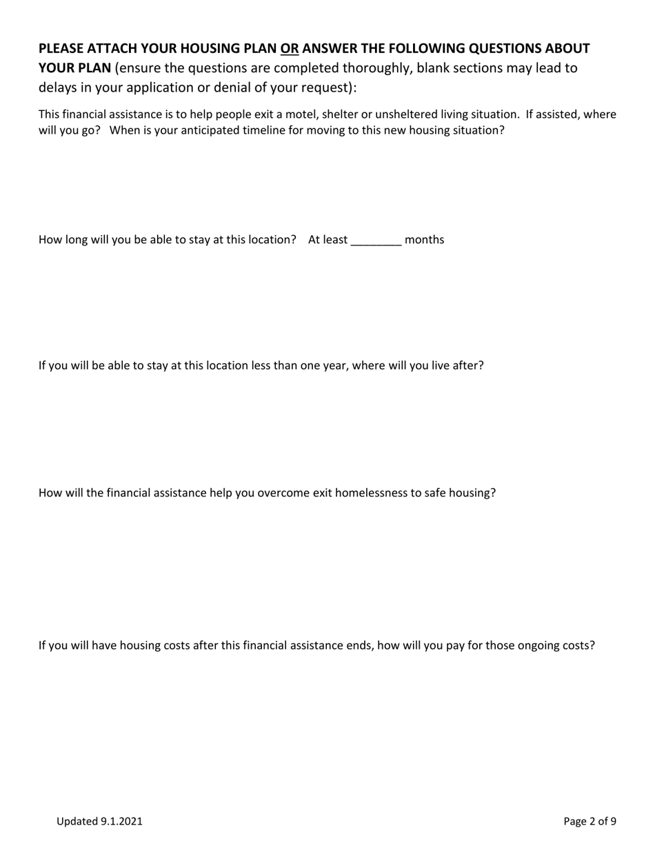 Rapid Resolution - Financial Assistance Application - Vermont, Page 2