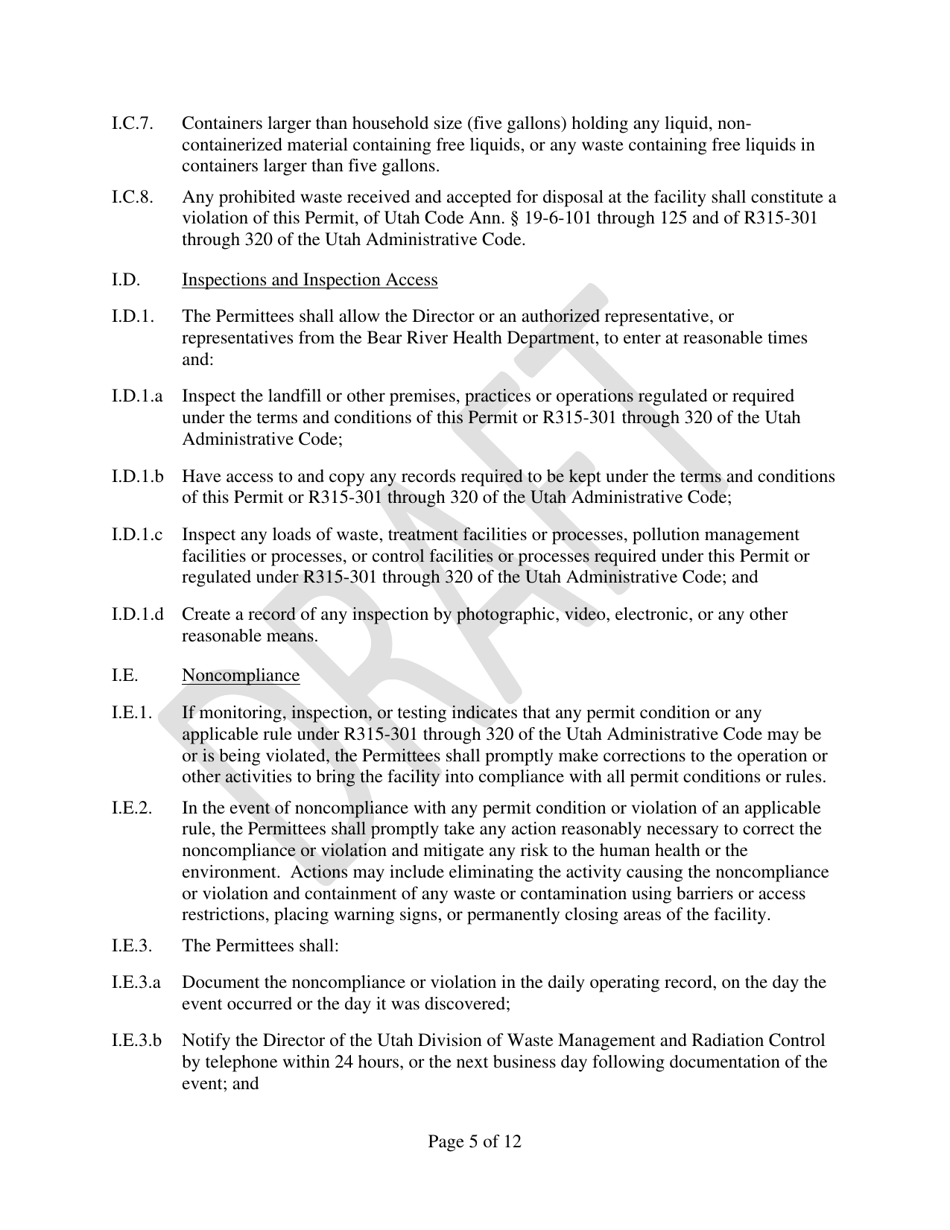 Atk Launch Systems - Promontory Landfill Permit Renewal - Draft - Utah, Page 5