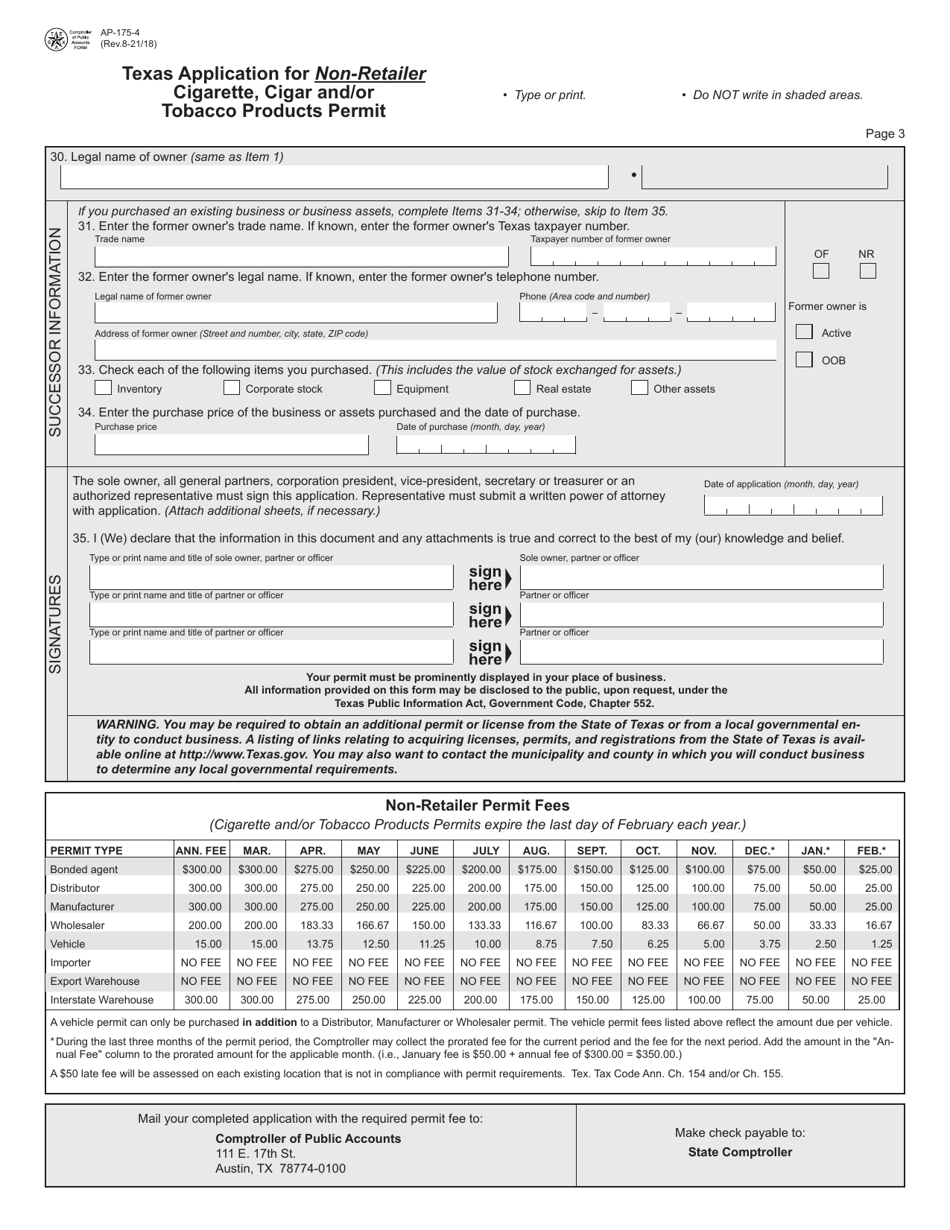 Form AP175 Download Fillable PDF or Fill Online Texas Application for