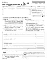 Document preview: Form 18-100 Texas Manufactured Housing Sales Tax Return - Texas