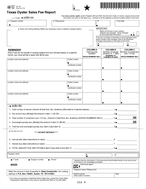 Form 28-100  Printable Pdf