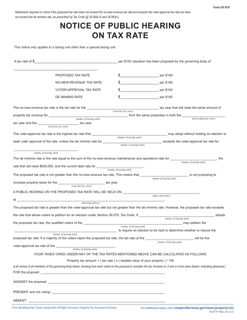 Form 50-879  Printable Pdf