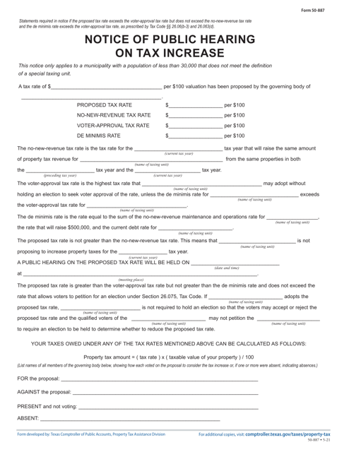 Form 50-887  Printable Pdf