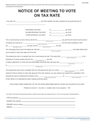 Form 50-883 Notice of Meeting to Vote on Tax Rate - Proposed Rate Does Not Exceed No-New-Revenue or Voter-Approval Tax Rate - Texas