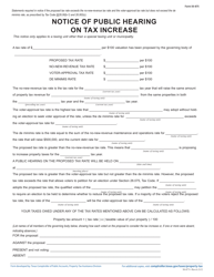 Document preview: Form 50-875 Notice of Public Hearing on Tax Increase - Proposed Rate Exceeds No-New-Revenue and Voter-Approval Tax Rate, but Not De Minimis Rate - Texas