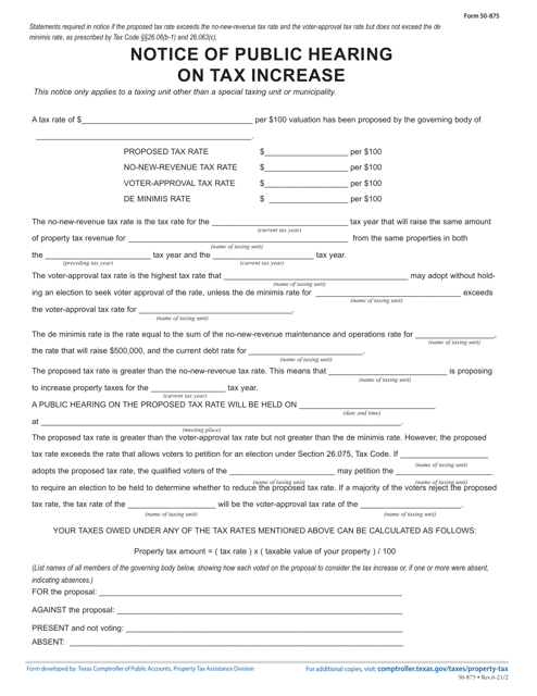 Form 50-875  Printable Pdf