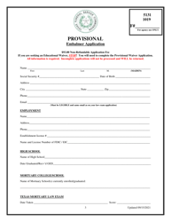 Provisional Embalmer Application - Texas, Page 3