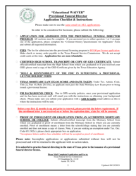 Educational Waiver Provisional Funeral Director Application - Texas, Page 2