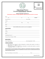 Educational Waiver Provisional Funeral Director Application - Texas, Page 3