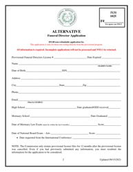 Alternative Funeral Director Application - Texas, Page 2