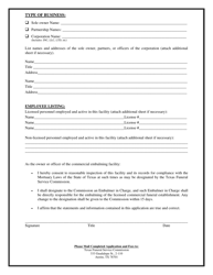 Commercial Embalming Facility Application - Texas, Page 3