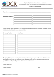 Form DCR199-245 Dam Safety Inventory System (Dsis) Access Application - Virginia, Page 4