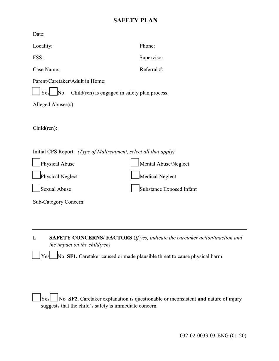 Form 032-02-0033-03-ENG Safety Plan - Virginia, Page 1