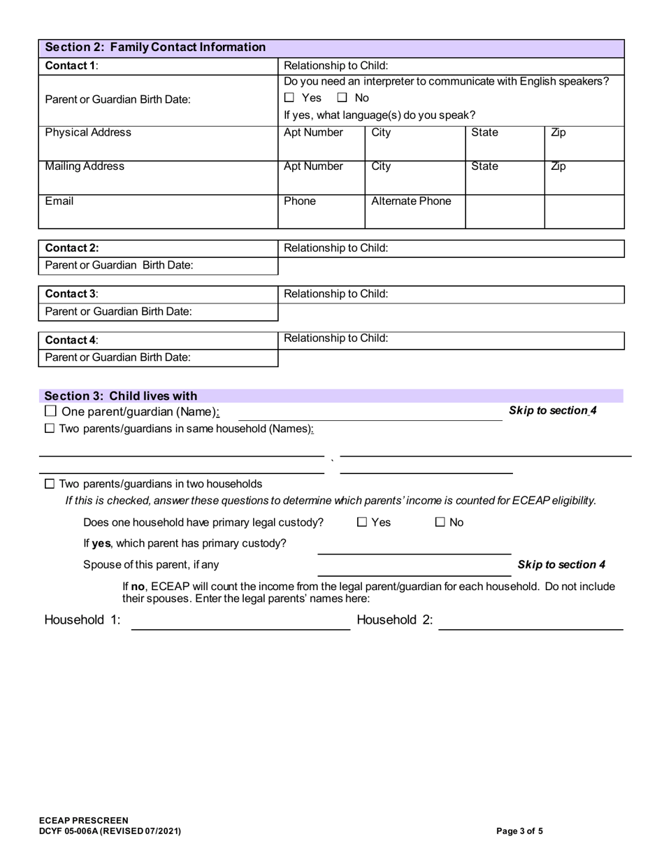 DCYF Form 05-006A Eceap Prescreen - Washington, Page 3