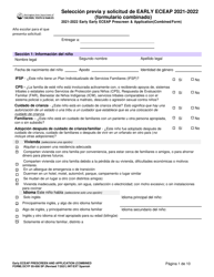 DCYF Formulario 05-008 Seleccion Previa Y Solicitud De Early Eceap (Formulario Combinado) - Washington (Spanish)