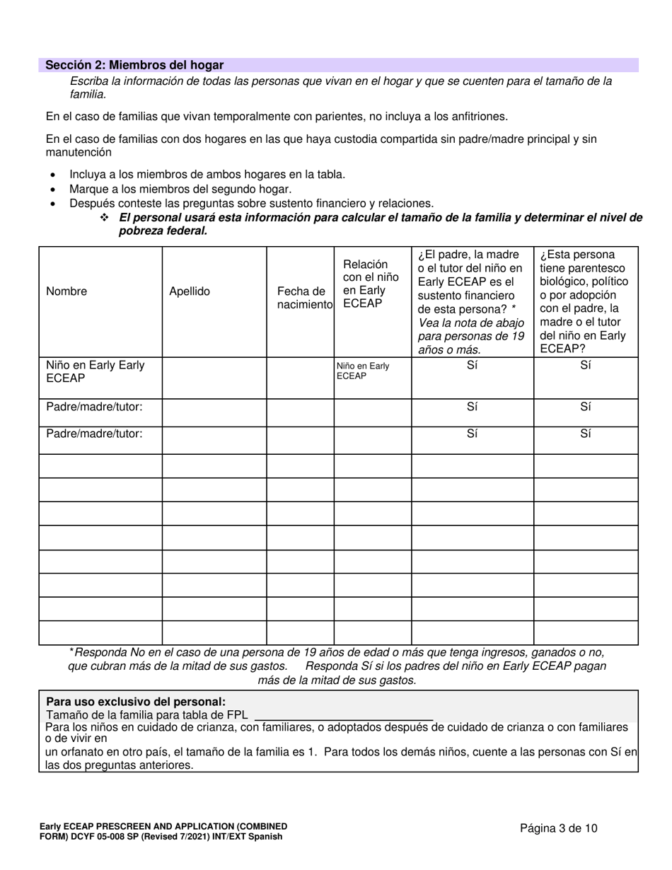 DCYF Formulario 05-008 Seleccion Previa Y Solicitud De Early Eceap (Formulario Combinado) - Washington (Spanish), Page 3