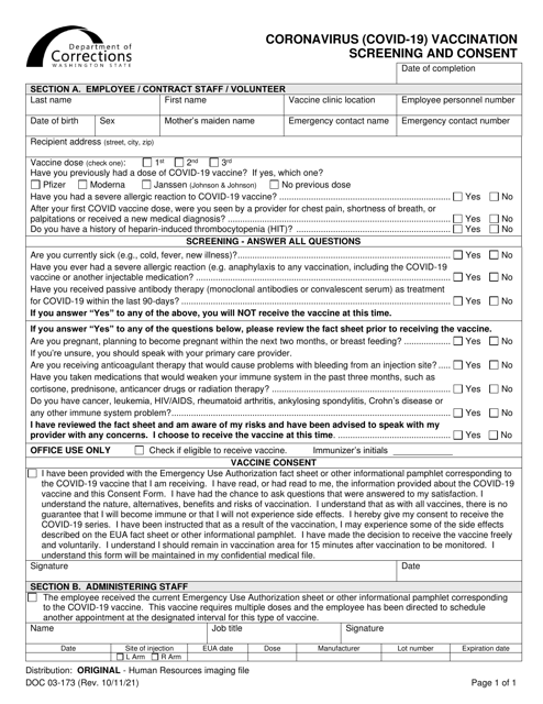 Form DOC03-173  Printable Pdf