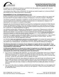 Form DOC07-023ES Registration Notification - Washington (English/Spanish)