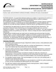 Document preview: Form DOC09-274ES Notification of Department Violation Process - Washington (English/Spanish)