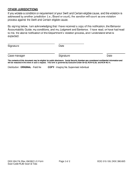 Form DOC09-274 Notification of Department Violation Process - Washington, Page 2