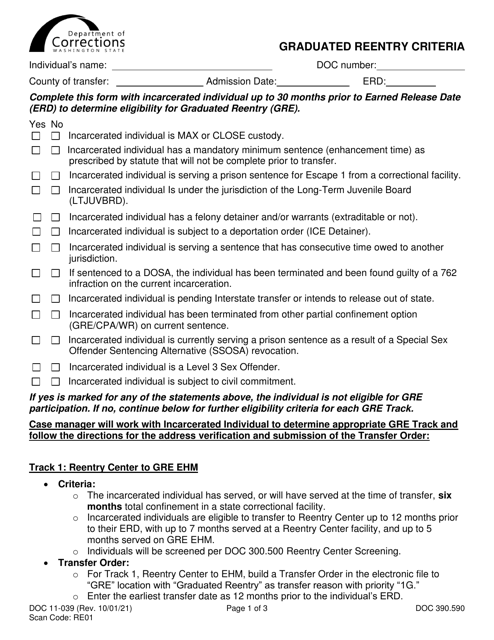 Form DOC11-039  Printable Pdf